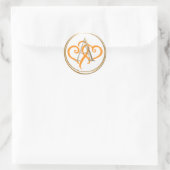 ALLE INITIALS Gold Monogram Two Orange Hearts Runder Aufkleber (Tasche)