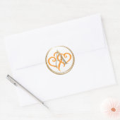 ALLE INITIALS Gold Monogram Two Orange Hearts Runder Aufkleber (Umschlag)