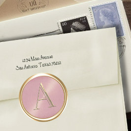 ALLE INITIALS Gold Monogramm auf Dusty Rose Pink Runder Aufkleber