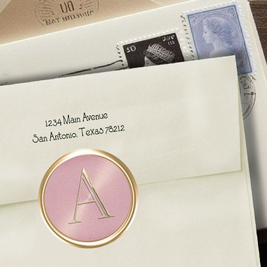 ALLE INITIALS Gold Monogramm auf Dusty Rose Pink Runder Aufkleber