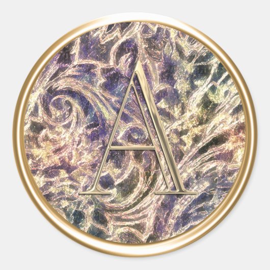 ALLE INITIALS Gold Monogramm auf Muster Runder Aufkleber (Vorderseite)