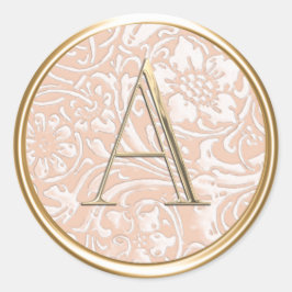 ALLE INITIALS Gold Monogramm auf Pfirsichmuster Runder Aufkleber