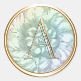 ALLE INITIALS Gold Monogramm auf Regenbogenperle Runder Aufkleber