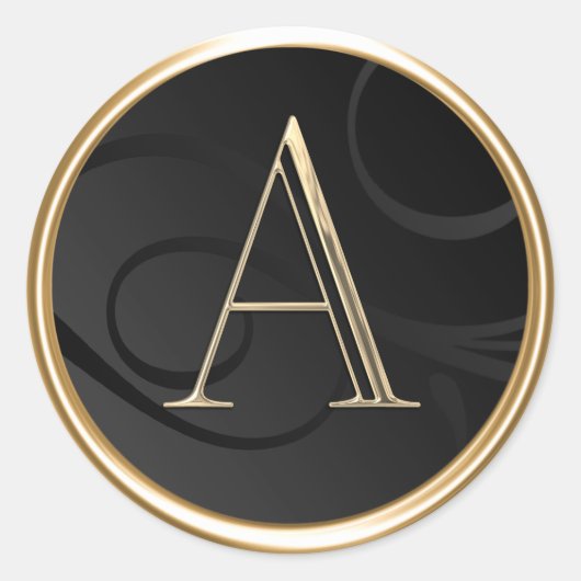 ALLE INITIALS Gold Monogramm auf schwarz Runder Aufkleber (Vorderseite)