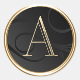 ALLE INITIALS Gold Monogramm auf schwarz Runder Aufkleber