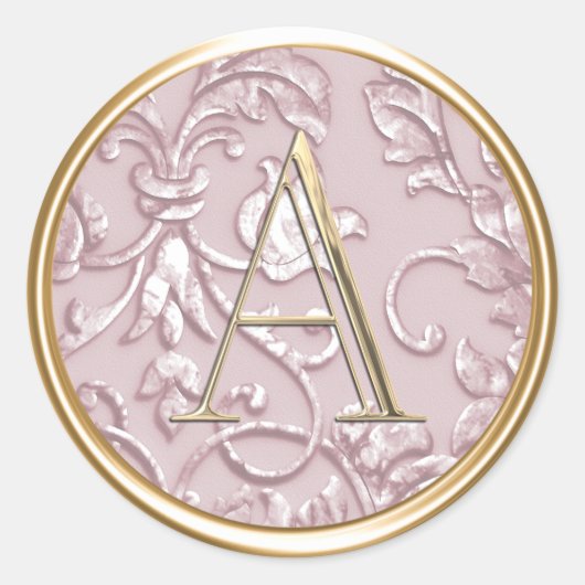 ALLE INITIALS Gold Monogramm Dusty Rose Rosa Damas Runder Aufkleber (Vorderseite)