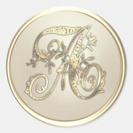 ALLE INITIALS Gold Monogramm Erstgeborene Elfenbei Runder Aufkleber