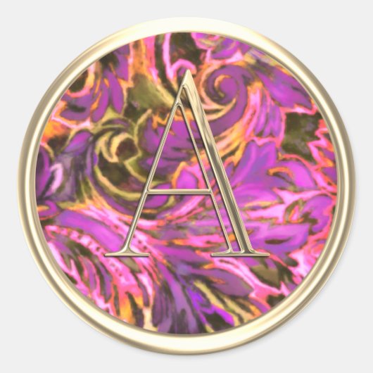 ALLE INITIALS Gold Monogramm farbige rosa Damaskus Runder Aufkleber (Vorderseite)