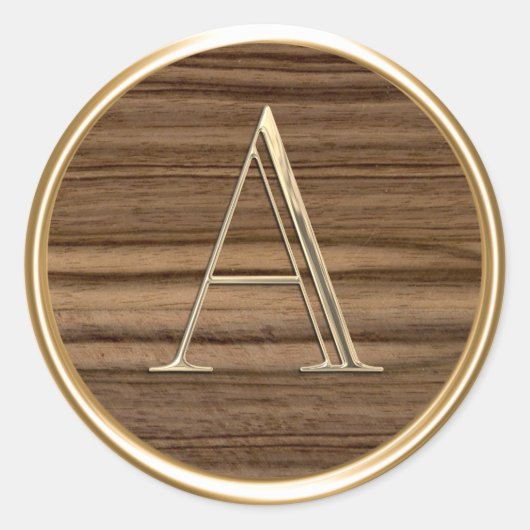 ALLE INITIALS Gold Monogramm für Holzkorn Runder Aufkleber (Vorderseite)
