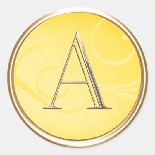 ALLE INITIALS Gold Monogramm gelb Runder Aufkleber (Vorderseite)