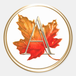 ALLE INITIALS Gold Monogramm Herbstleaf Runder Aufkleber