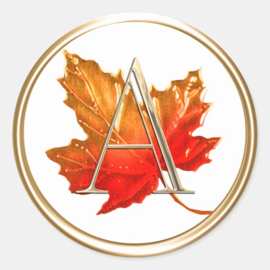 ALLE INITIALS Gold Monogramm Herbstleaf Runder Aufkleber (Vorderseite)