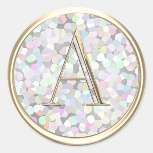 ALLE INITIALS Gold Monogramm Rainbow Iridesent Runder Aufkleber (Vorderseite)