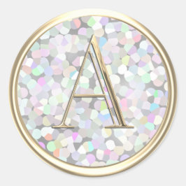 ALLE INITIALS Gold Monogramm Rainbow Iridesent Runder Aufkleber
