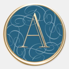 ALLE INITIALS Gold Monogramm Swirbeln auf einer be Runder Aufkleber