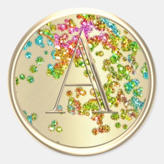 ALLE INITIALS Monogramm farbiger Glitzer Confetti Runder Aufkleber (Vorderseite)