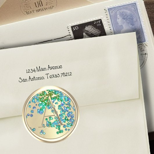 ALLE INITIALS Monogramm farbiger Glitzer Confetti Runder Aufkleber