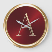 ALLE INITIALS Monogramm rot Große Wanduhr (Vorderseite)
