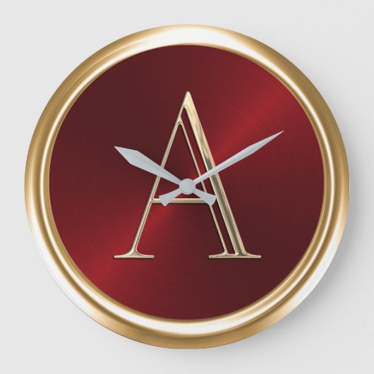 ALLE INITIALS Monogramm rot Große Wanduhr (Vorderseite)