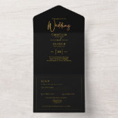 Alle inklusiven Black Gold Themed Wedding RSVP All In One Einladung (Innen Boden)