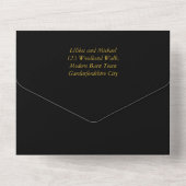 Alle inklusiven Black Gold Themed Wedding RSVP All In One Einladung (Rückseite)
