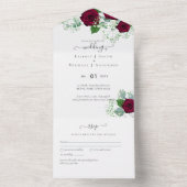 Alle inklusiven Deep-Rote Rosen Hochzeit RSVP All In One Einladung (Innen Boden)