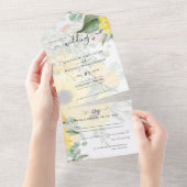 Alle inklusiven Sonnenblumen Rustikale Hochzeit RS All In One Einladung (Abreißen)