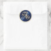 ALLE INTIALS Gold Monogram Initial Navy Blue Runder Aufkleber (Tasche)