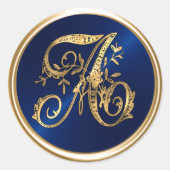 ALLE INTIALS Gold Monogram Initial Navy Blue Runder Aufkleber (Vorderseite)