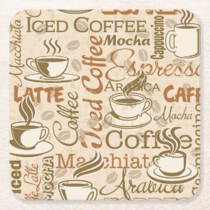 Alle Kaffeetypen Rechteckiger Pappuntersetzer