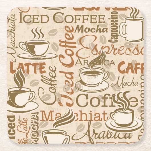Alle Kaffeetypen Rechteckiger Pappuntersetzer (Vorderseite)