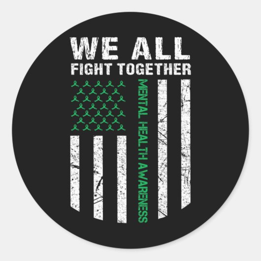 Alle kämpfen gemeinsam mit der US-Flagge Auszeichn Runder Aufkleber (Vorderseite)