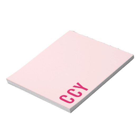 Alle Kappe-Seiten Monogramm Pink Personalisiert Notizblock (Rotiert)