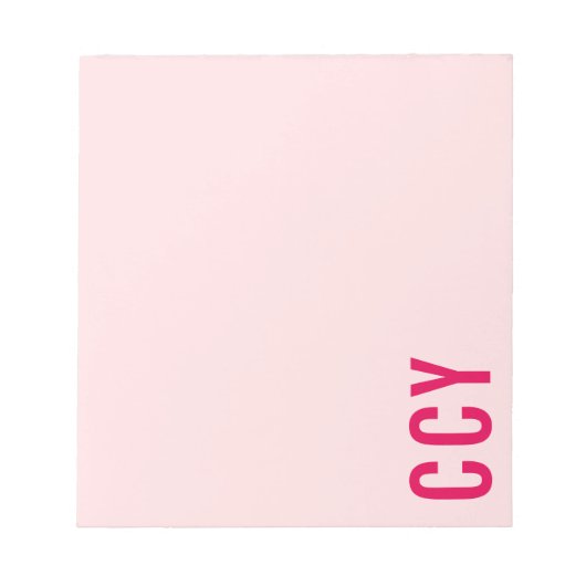 Alle Kappe-Seiten Monogramm Pink Personalisiert Notizblock (Vorderseite)