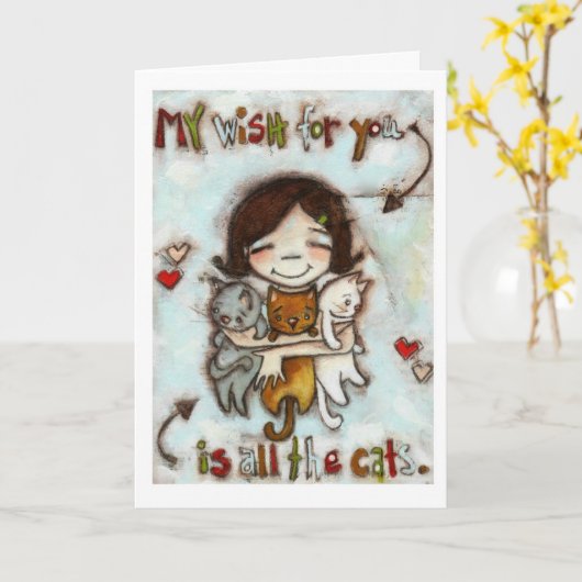 Alle Katzen - Geburtskarte Karte (Gelbe Blume)