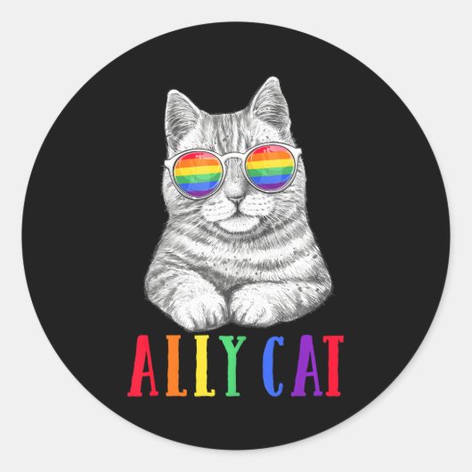 Alle Katzen LGBT Gay Rainbow Prilag Boys Men Runder Aufkleber (Vorderseite)