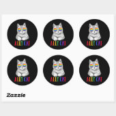 Alle Katzen LGBT Gay Rainbow Prilag Boys Men Runder Aufkleber (Blatt)