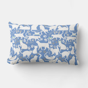 Alle Katzen Muster.w.bx4 L Blau BG Lendenkissen