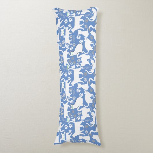 Alle Katzen Muster.w.bx4 L Blau BG Seitenschläferkissen (Vorderseite Vertikal)