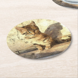 Alle Katzen sind schwarz in der dunklen Bleistiftz Runder Pappuntersetzer