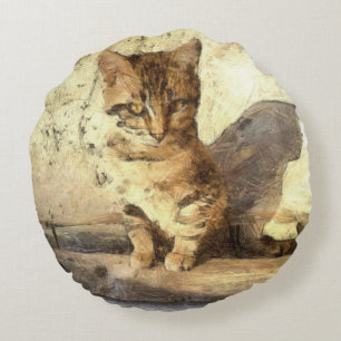 Alle Katzen sind schwarz in der dunklen Bleistiftz Rundes Kissen