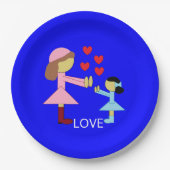 Alle Kinder brauchen Liebe: Blau Pappteller (Vorderseite)