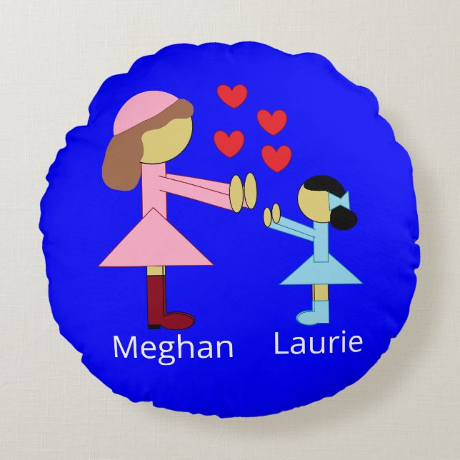 Alle Kinder brauchen Liebe: Blau Rundes Kissen (Vorderseite)