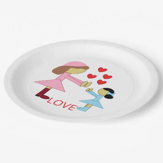 Alle Kinder brauchen Liebe: Weiß Pappteller (Schrägansicht)