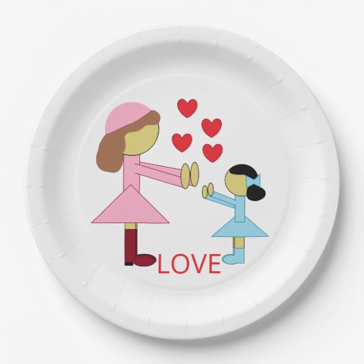 Alle Kinder brauchen Liebe: Weiß Pappteller (Vorderseite)