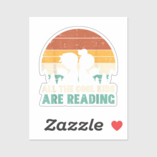 Alle Kinder lesen Retro Read Book Lover Boys Gi Aufkleber