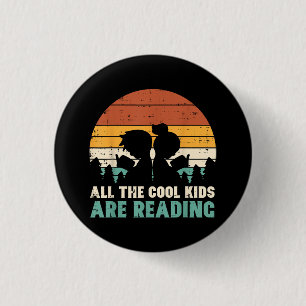Alle Kinder lesen Retro Read Book Lover Boys Gi Button