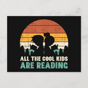Alle Kinder lesen Retro Read Book Lover Boys Gi Feiertagspostkarte