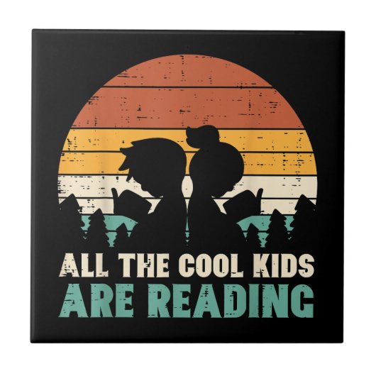 Alle Kinder lesen Retro Read Book Lover Boys Gi Fliese (Vorderseite)