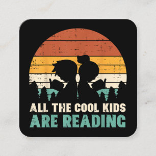 Alle Kinder lesen Retro Read Book Lover Boys Gi Quadratische Visitenkarte
